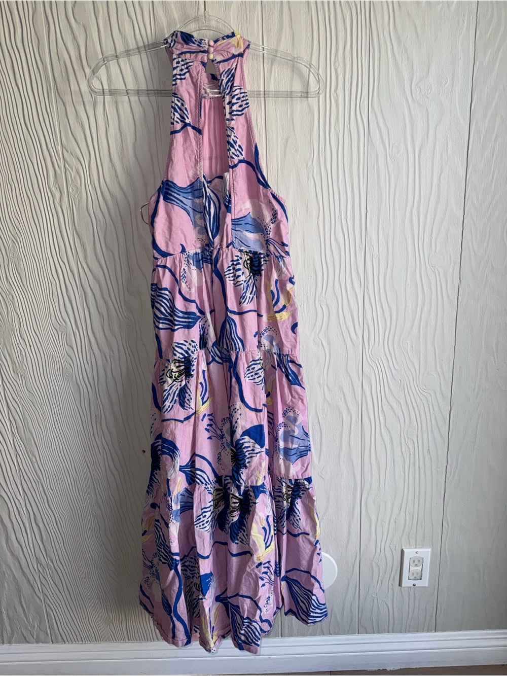 ANTHROPOLOGIE Sarah Gordon Tiered Halter Midi Dress Lilac Floral Sz: 6 - Picture 4 of 15